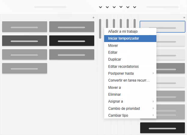 Menú de tareas cerradas