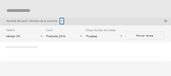 Menú de ubicación de tarea