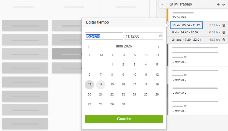Editar una entrada de horas desde Mi Trabajo Editar una entrada de horas desde Mi Trabajo