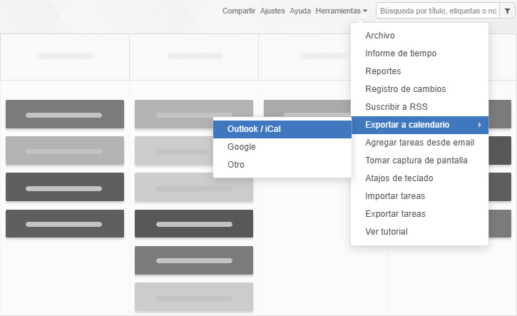 Exportar tareas al calendario de Outlook