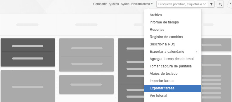 Exportar tareas desde el menú Herramientas