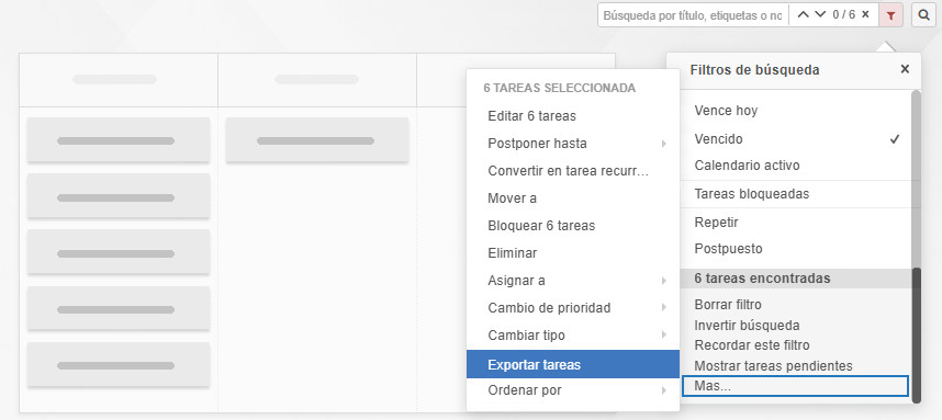 Exportar una selección de tareas