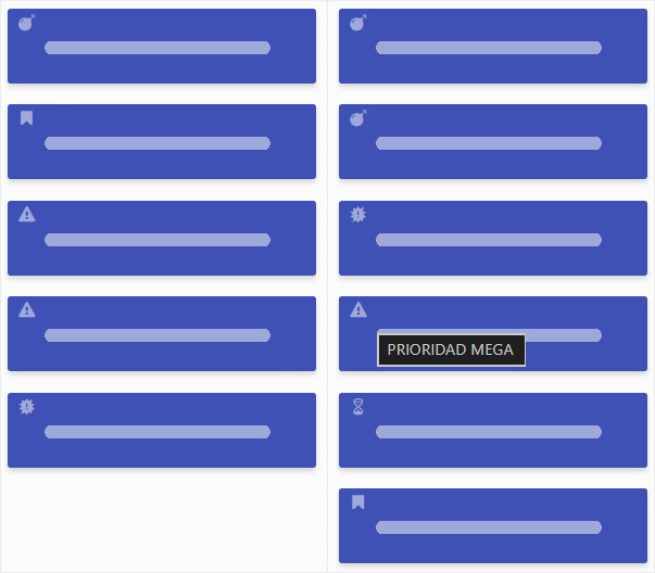 Iconos personalizados visibles en las tareas con valores de prioridad personalizados