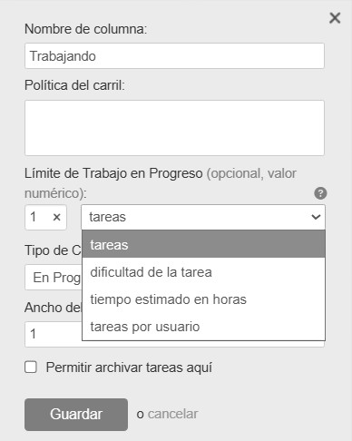 Tipos de carriles en Kanban Tool