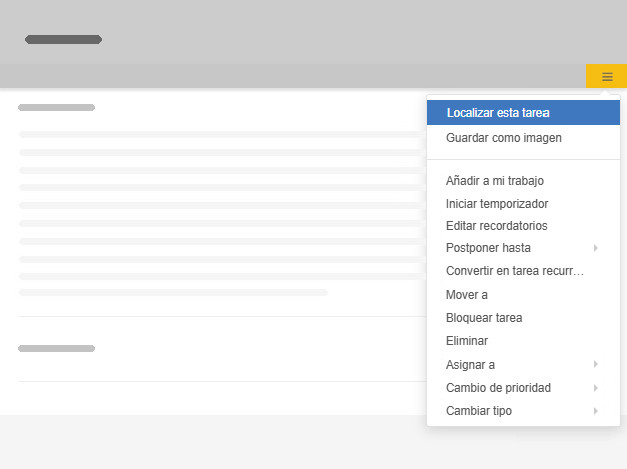 La opción de menú - localizar esto