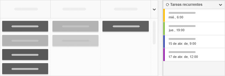 Lista de tareas recurrentes en el panel lateral