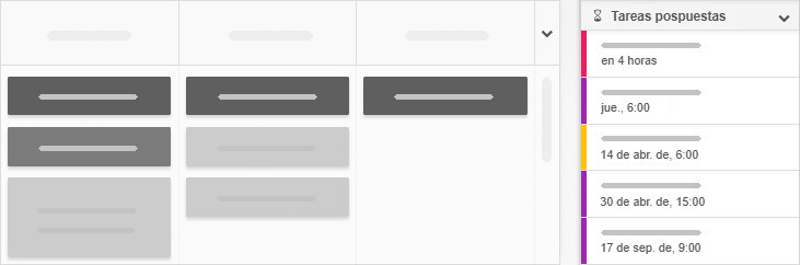 Lista del panel lateral de tareas pospuestas