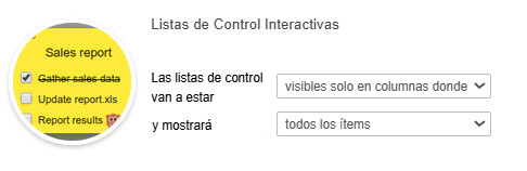 Configuración de la función Listas de Control Interactivas