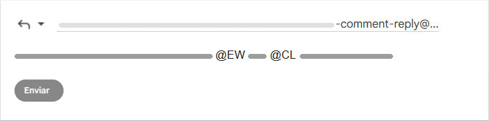 Menciona a un usuario en una respuesta por correo a un comentario
