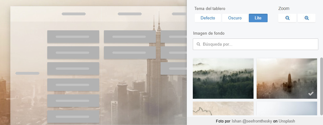 Opciones de Fondo del Tablero
