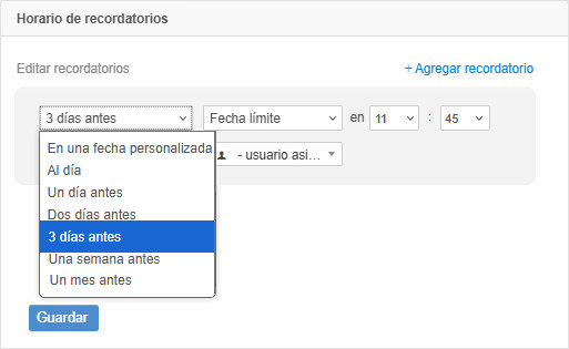 Recordatorios de tareas: opciones de programación Recordatorios de tareas: opciones de programación