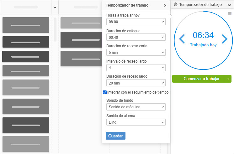 Opciones de Temporizador de Trabajo