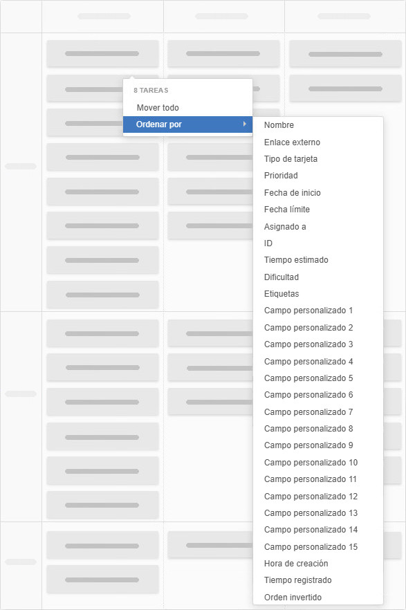 Ordenar tarjetas en una columna