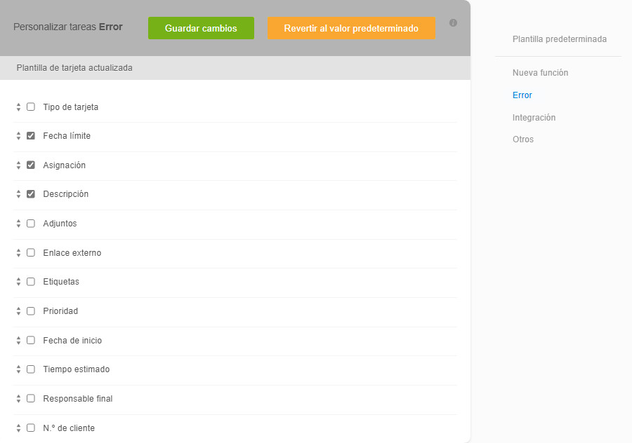 Personalizar la plantilla de la tarjeta según el color de la tarjeta