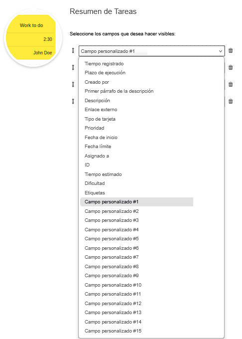 Configuración de la extensión Resumen de Tareas