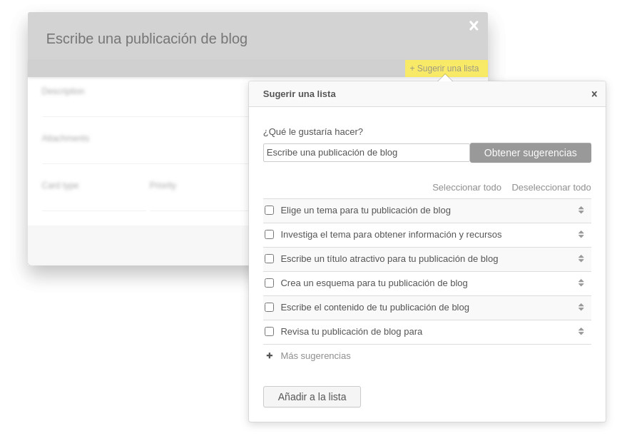 Asistente de IA: sugerencias para listas de control