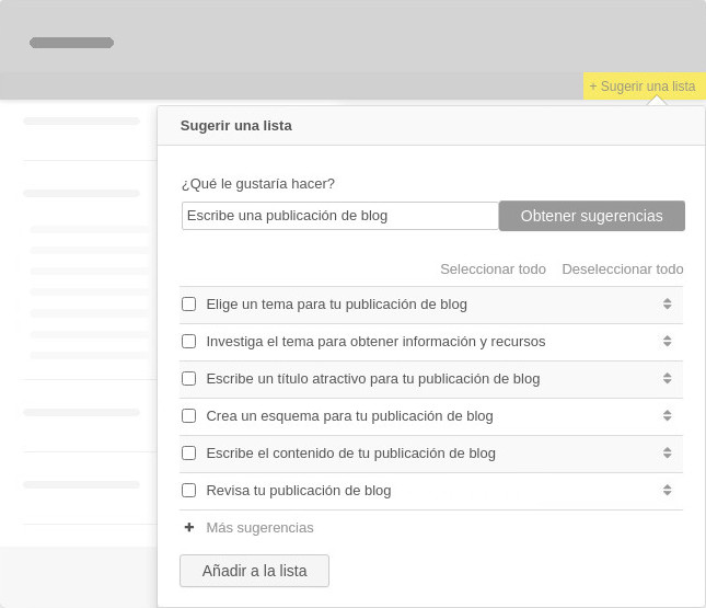 Asistente de IA: sugerencias para listas de control