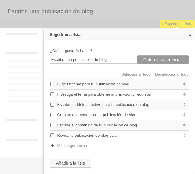 Asistente de IA: sugerencias para listas de control