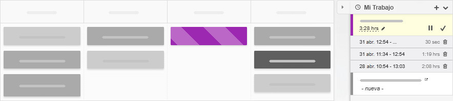 Tiempo dedicado a la tarea registrado en la vista Mi Trabajo