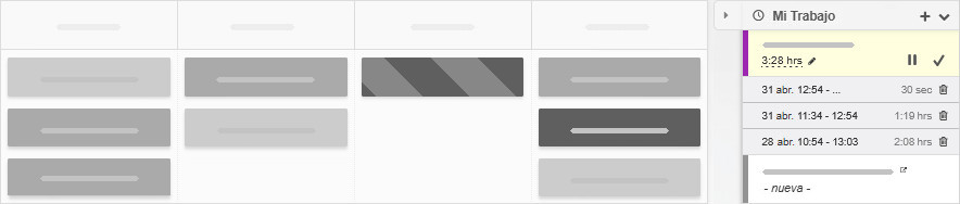 Tiempo dedicado a la tarea - vista de registros individuales