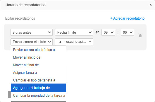 Tipos de recordatorios de tareas Tipos de recordatorios de tareas
