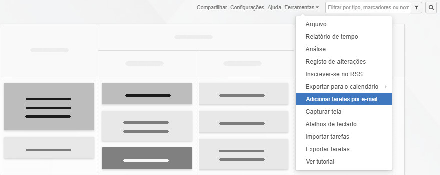 Como copiar o endereço de e-mail exclusivo de um quadro Kanban