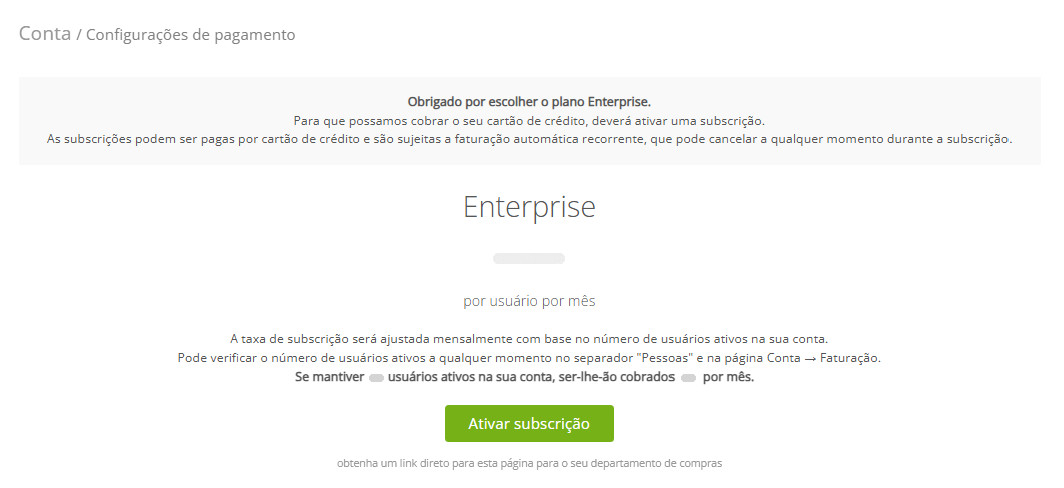 Ativar a assinatura do Kanban Tool