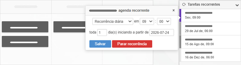 Atualização da programação de tarefas recorrentes