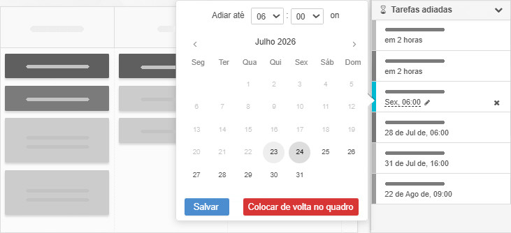 Atualização da programação de uma tarefa adiada Atualização da programação de uma tarefa adiada