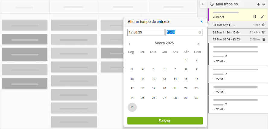 Atualizar ou criar um registro de horas Atualizar ou criar um registro de horas