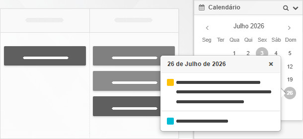 Data de vencimento - Widget de calendário O complemento do Widget de Calendário