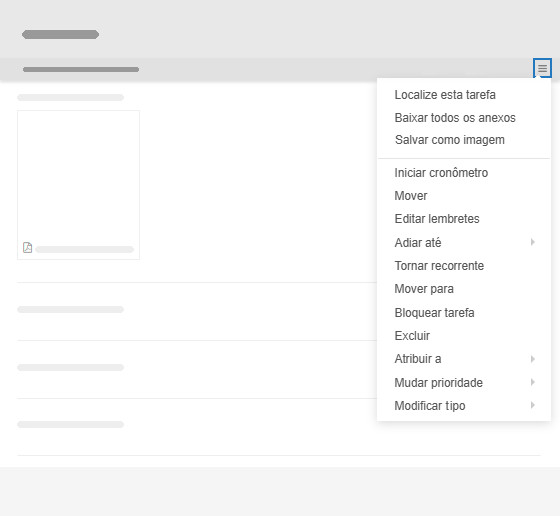 Edição de tarefas no Kanban Tool - menu no cartão Edição de tarefas no Kanban Tool - menu no cartão