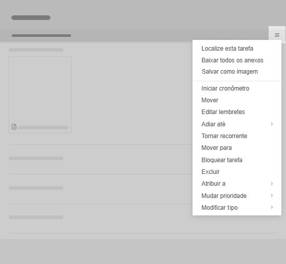 Edição de tarefas no Kanban Tool - menu no cartão