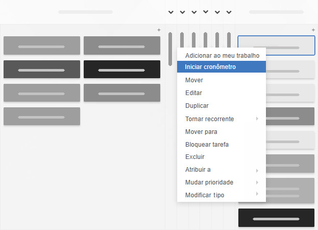 Edição de tarefas no Kanban Tool - menu de contexto do cartão Edição de tarefas no Kanban Tool - menu de contexto do cartão