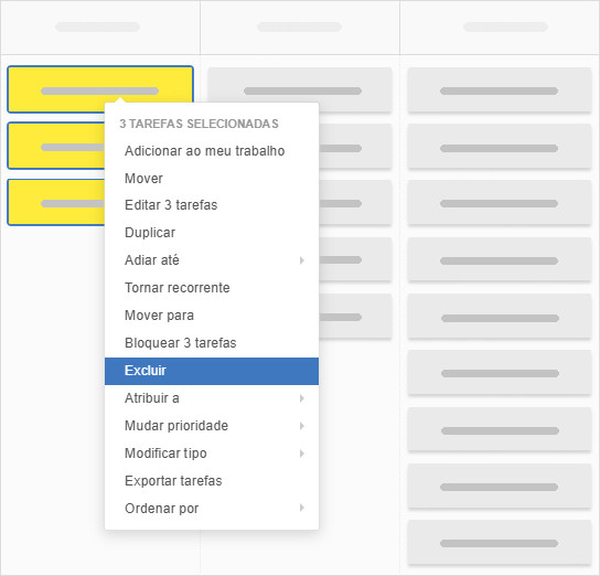 Excluir todas as tarefas com seleção múltipla