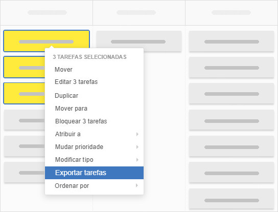 Exportar apenas as tarefas destacadas Exportar apenas as tarefas destacadas
