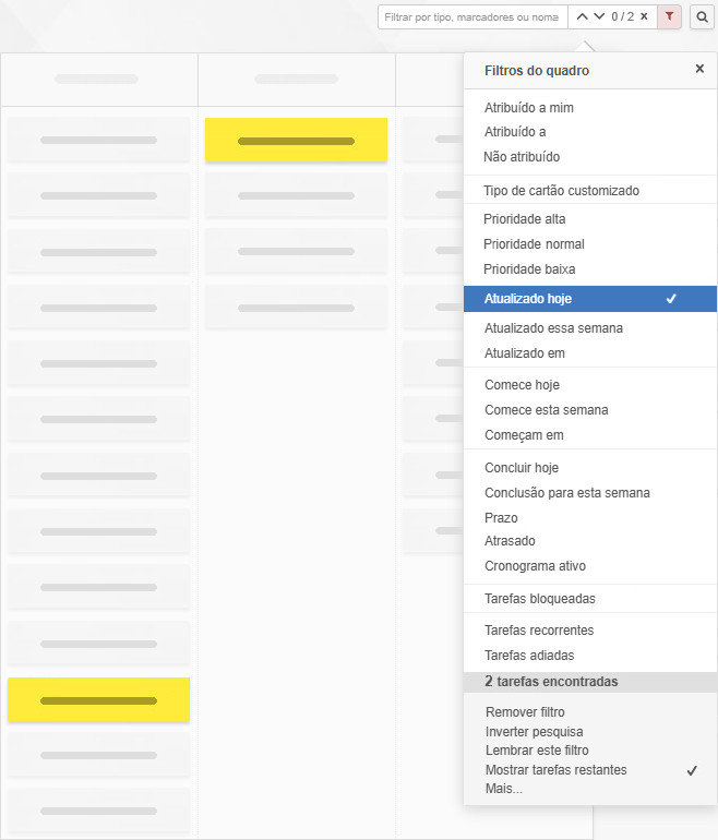 Filtrar o quadro por data da última atualização