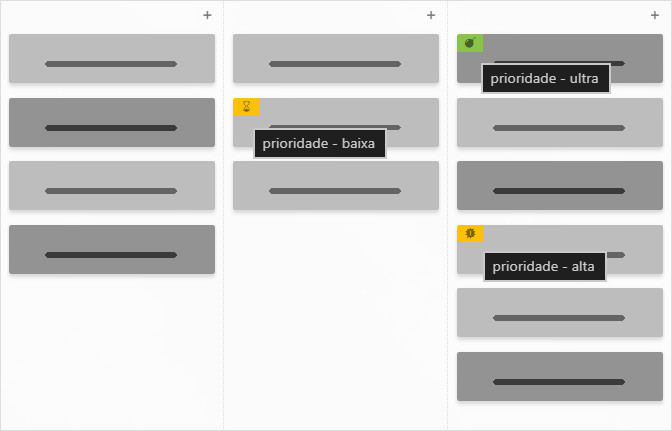 Ícones personalizados visíveis em tarefas com valores de prioridade personalizados