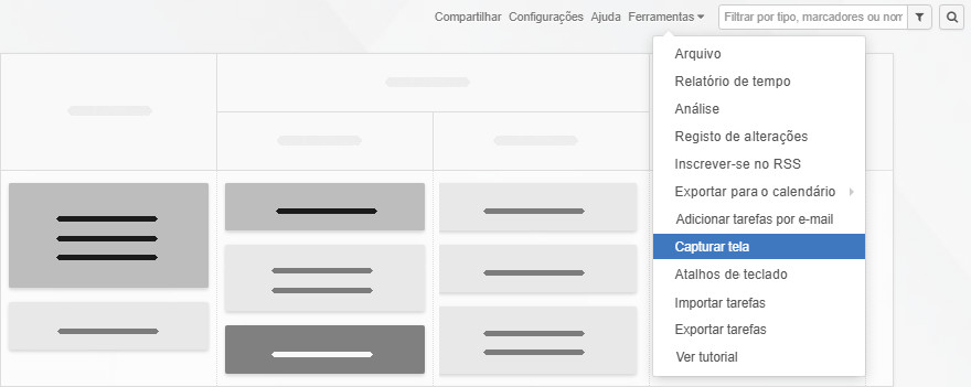 Imprimindo um quadro Kanban por meio de uma captura de tela Imprima o Kanban fazendo uma captura de tela