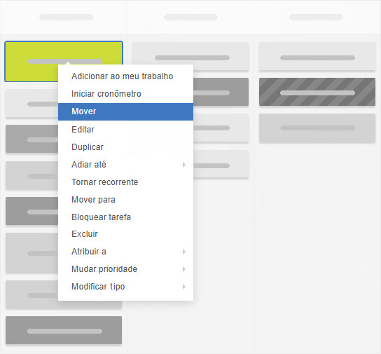 Mover cartão com a opção do menu de contexto