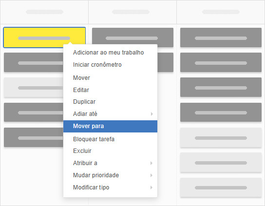 Mover uma tarefa com a opção Mover para
