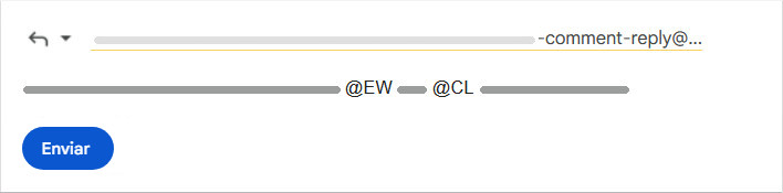 Mencionar um usuário em uma resposta por e-mail a um comentário Mencionar um usuário em uma resposta por e-mail a um comentário