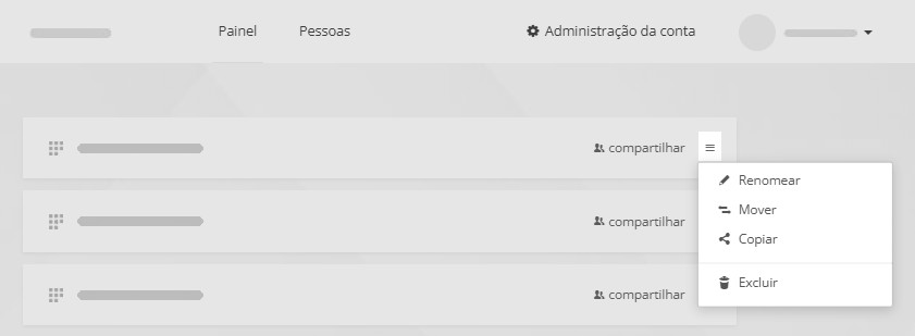 O menu Mais do quadro