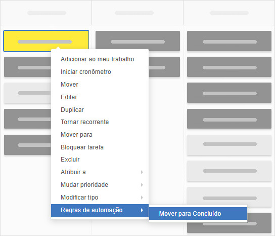 Opção de Automação de Processos no menu de tarefa Opção de Automação de Processos no menu de tarefa