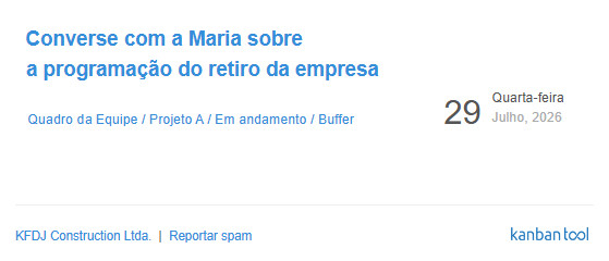 Lembretes de tarefas - e-mail
