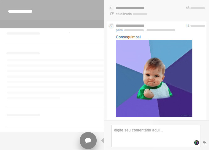 Um GIF dentro de um comentário de tarefa no Kanban Tool