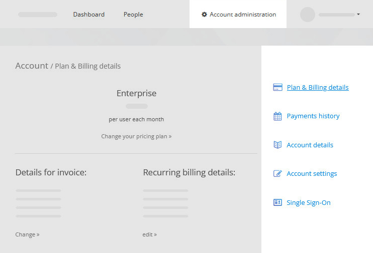 The Account Administration page The Account Administration page