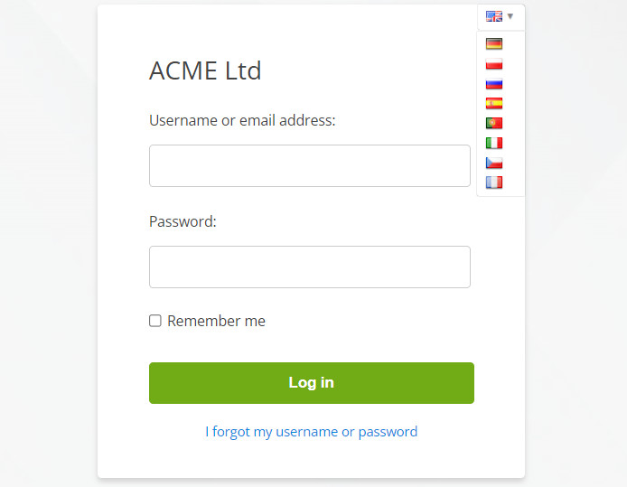 Changing the interface language from the login page