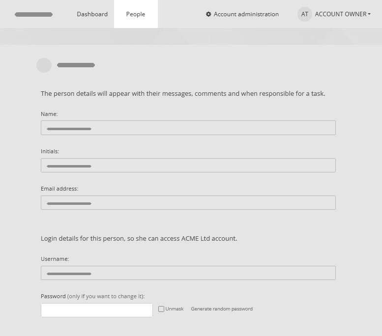 Changing another user password at People Changing another user password on the People page
