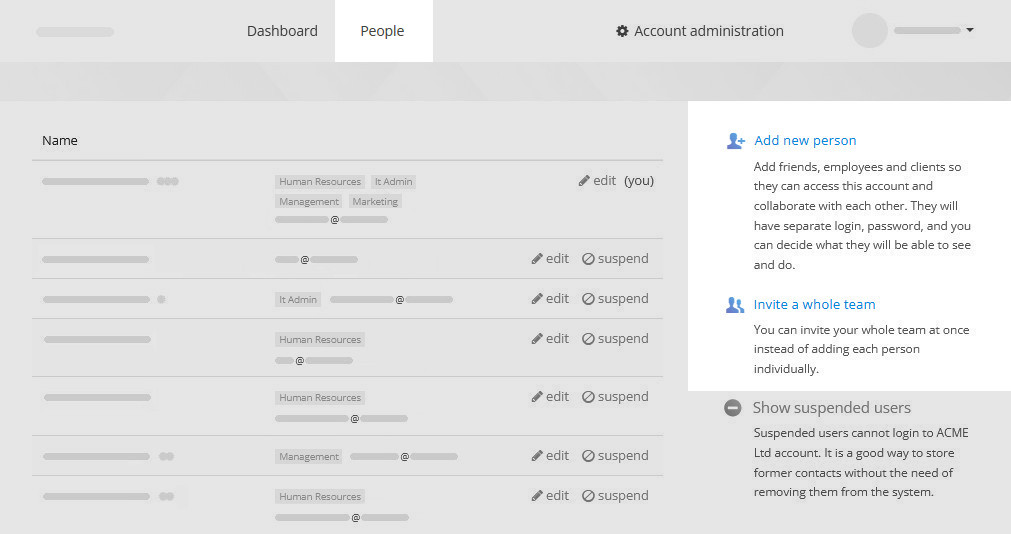 Adding users via People page